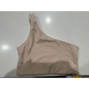 ALLFENIX One Shoulder Crop Top Athletic Athleisure Beige Women's Size‎ M